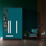 Premium 3 Door Wardrobe in Ocean Green Finish