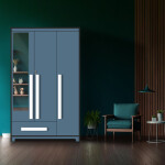 Premium 3 Door Wardrobe in Persian Blue Finish
