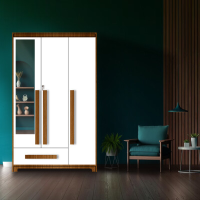 Premium 3 Door Wardrobe in Mysore Teak Finish