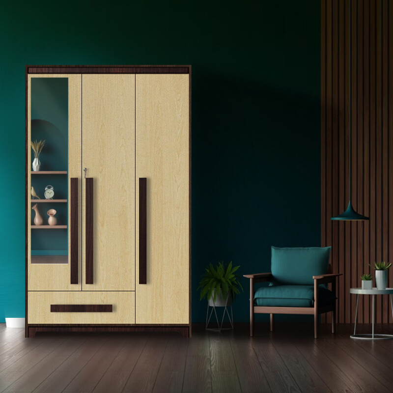 Premium 3 Door Wardrobe in Alberta Maple Finish