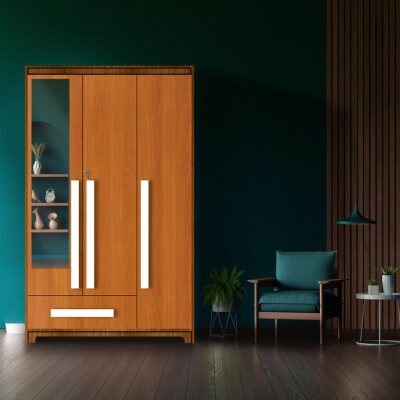 Premium 3 Door Wardrobe in Oxford CherryFinish