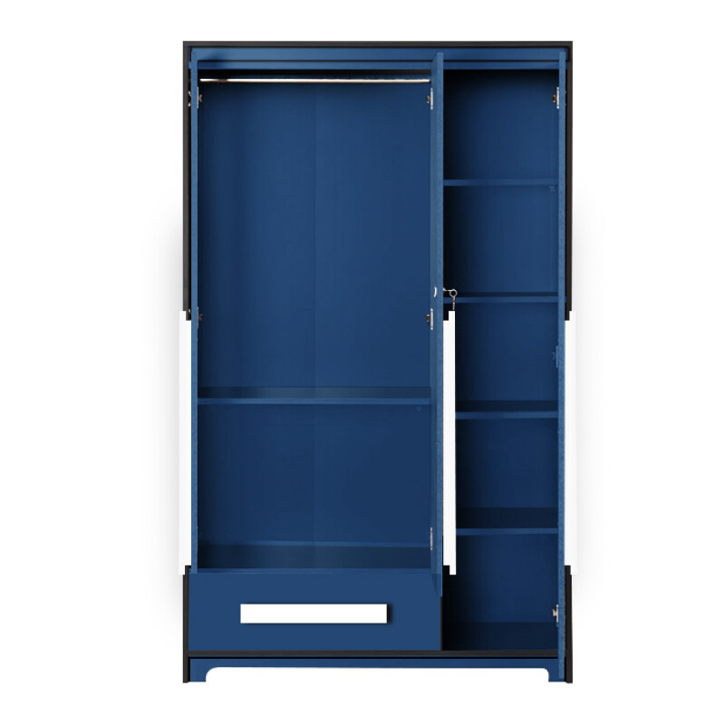 Premium 3 Door Wardrobe in Electric Blue Finish