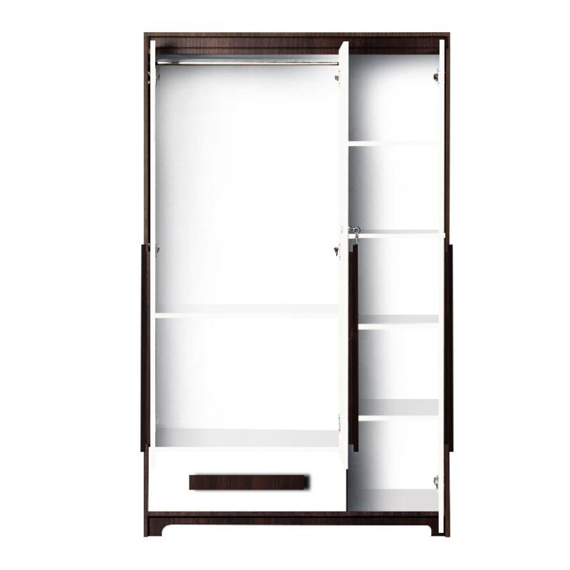 Premium 3 Door Wardrobe in White & Dark Maple Finish