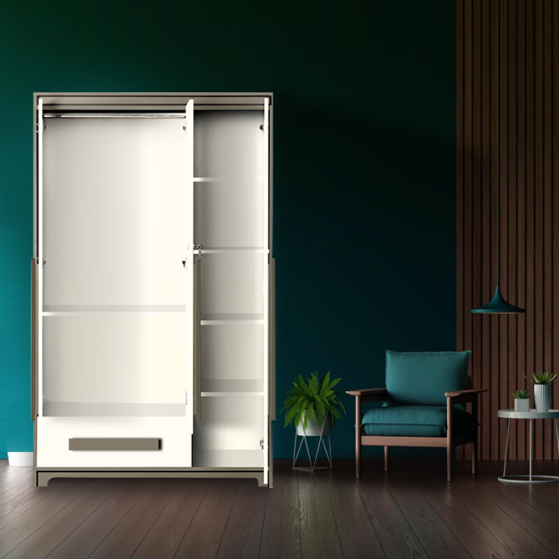 Premium 3 Door Wardrobe in Frosty White & Slate Grey Finish