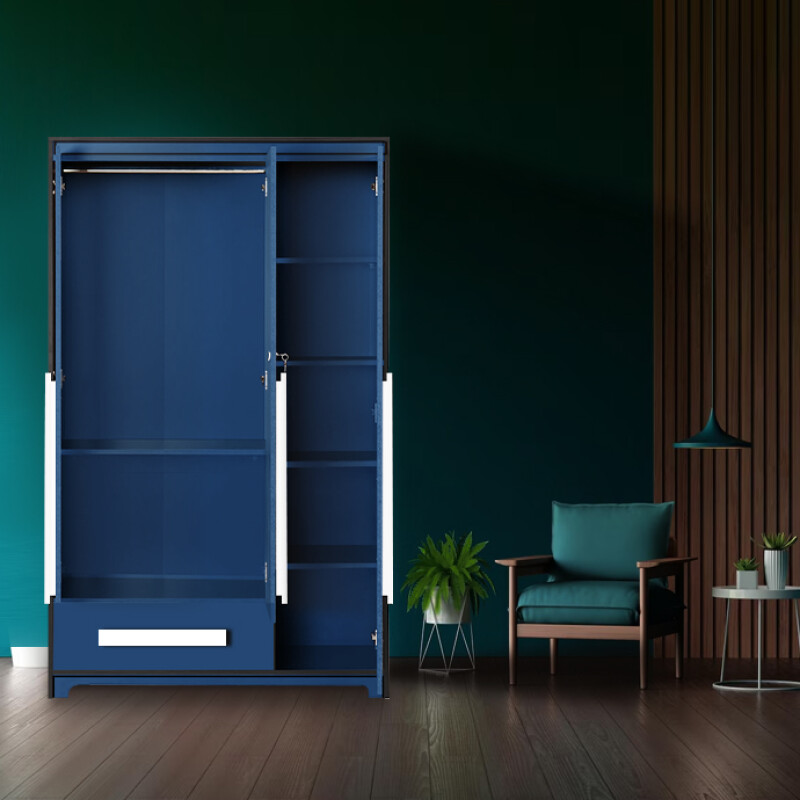 Premium 3 Door Wardrobe in Electric Blue Finish