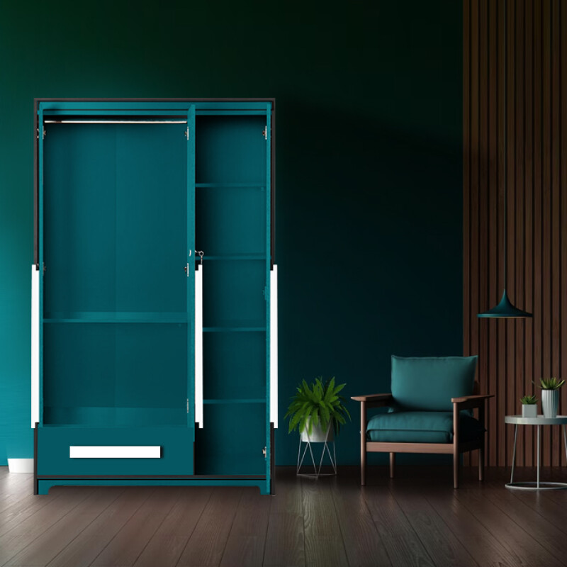 Premium 3 Door Wardrobe in Ocean Green Finish
