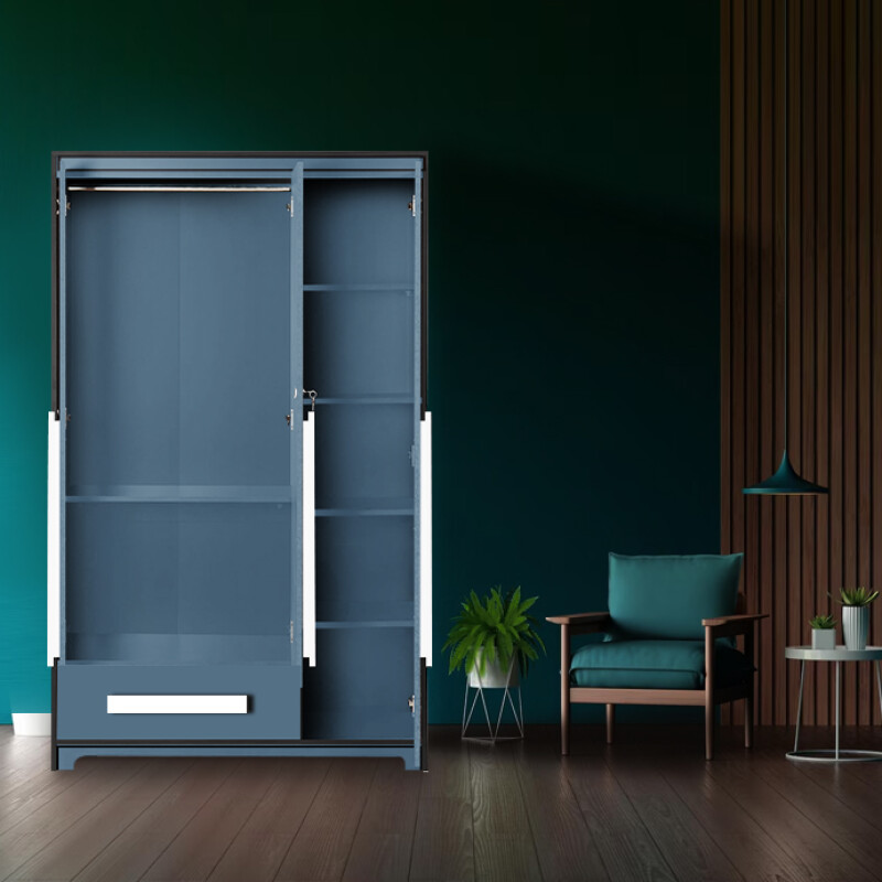 Premium 3 Door Wardrobe in Persian Blue Finish