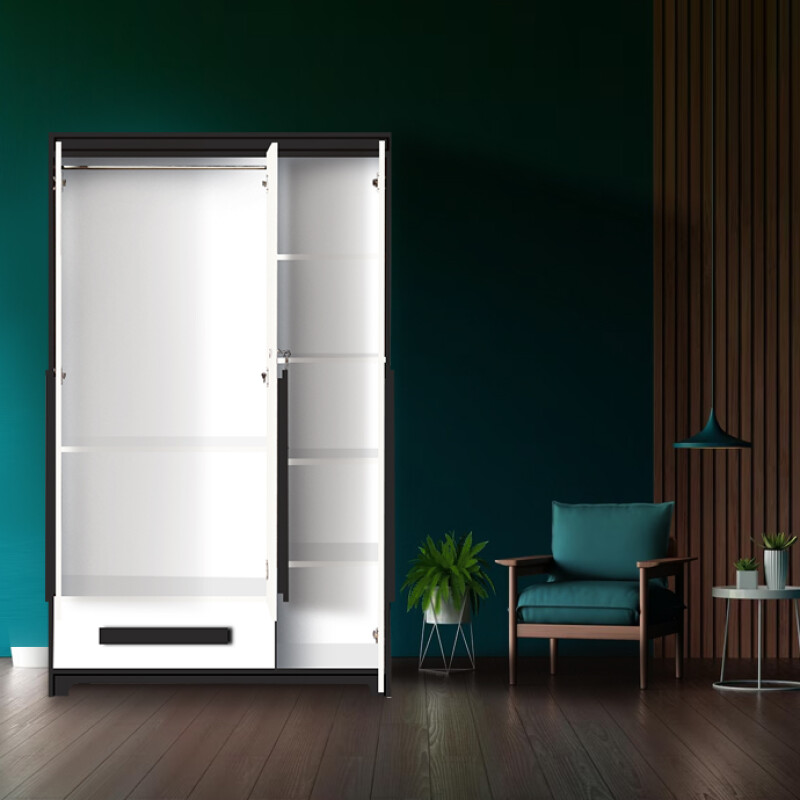 Premium 3 Door Wardrobe in Black & White Finish