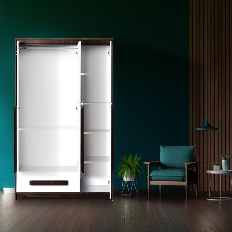 Premium 3 Door Wardrobe in White & Dark Maple Finish