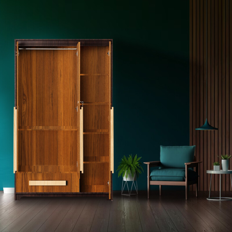 Premium 3 Door Wardrobe in Natural Teak Finish