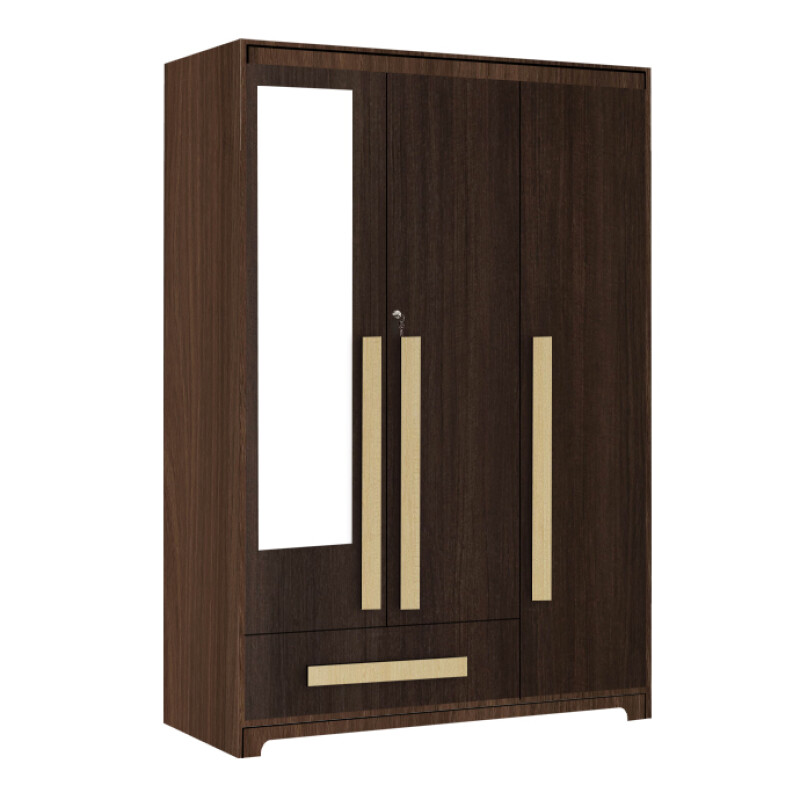 Premium 3 Door Wardrobe in Brown Teak Finish