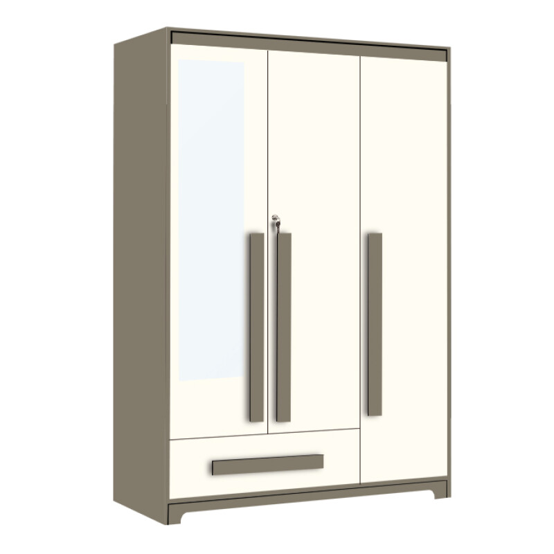 Premium 3 Door Wardrobe in Frosty White & Slate Grey Finish