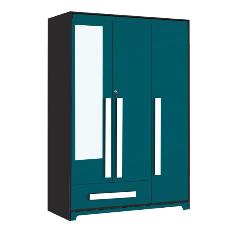 Premium 3 Door Wardrobe in Ocean Green Finish