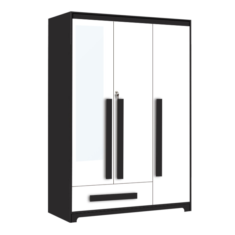 Premium 3 Door Wardrobe in Black & White Finish