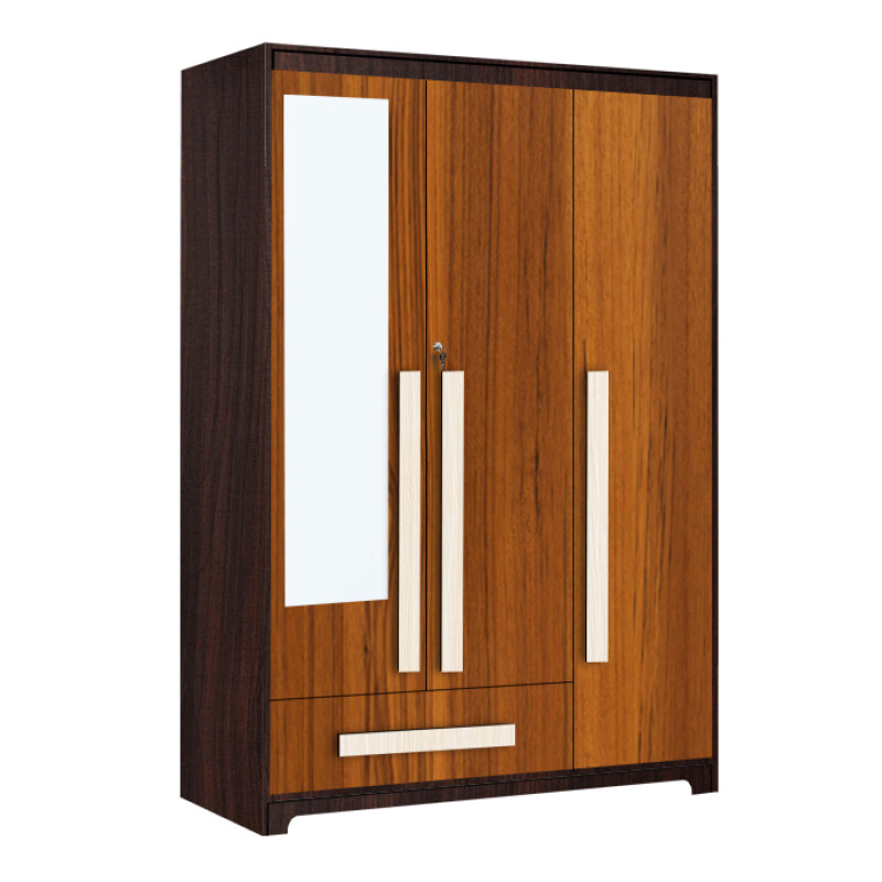 Premium 3 Door Wardrobe in Natural Teak Finish