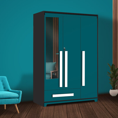 Premium 3 Door Wardrobe in Ocean Green Finish