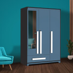 Premium 3 Door Wardrobe in Persian Blue Finish