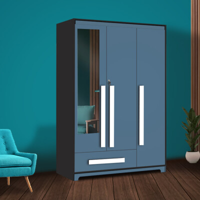 Premium 3 Door Wardrobe in Persian Blue Finish