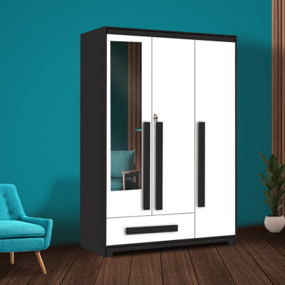 Premium 3 Door Wardrobe in Black & White Finish
