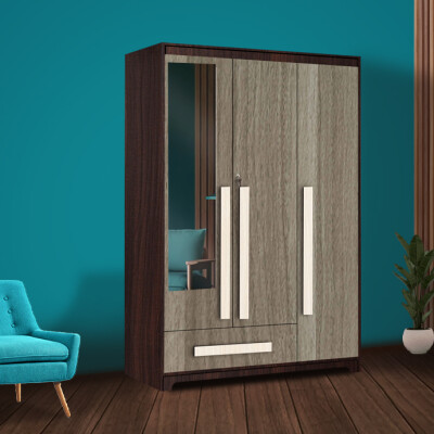 Premium 3 Door Wardrobe in Persian Walnut Finish