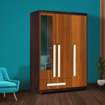 Premium 3 Door Wardrobe in Natural Teak Finish