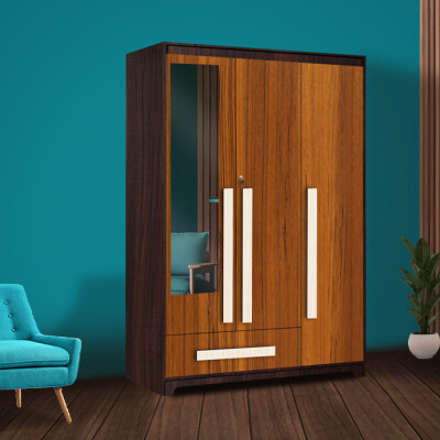 Premium 3 Door Wardrobe in Natural Teak Finish
