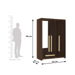Premium 3 Door Wardrobe in Brown Teak Finish