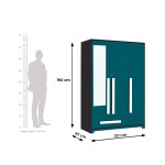 Premium 3 Door Wardrobe in Ocean Green Finish