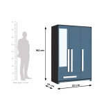 Premium 3 Door Wardrobe in Persian Blue Finish