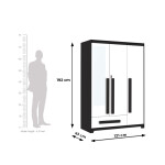 Premium 3 Door Wardrobe in Black & White Finish