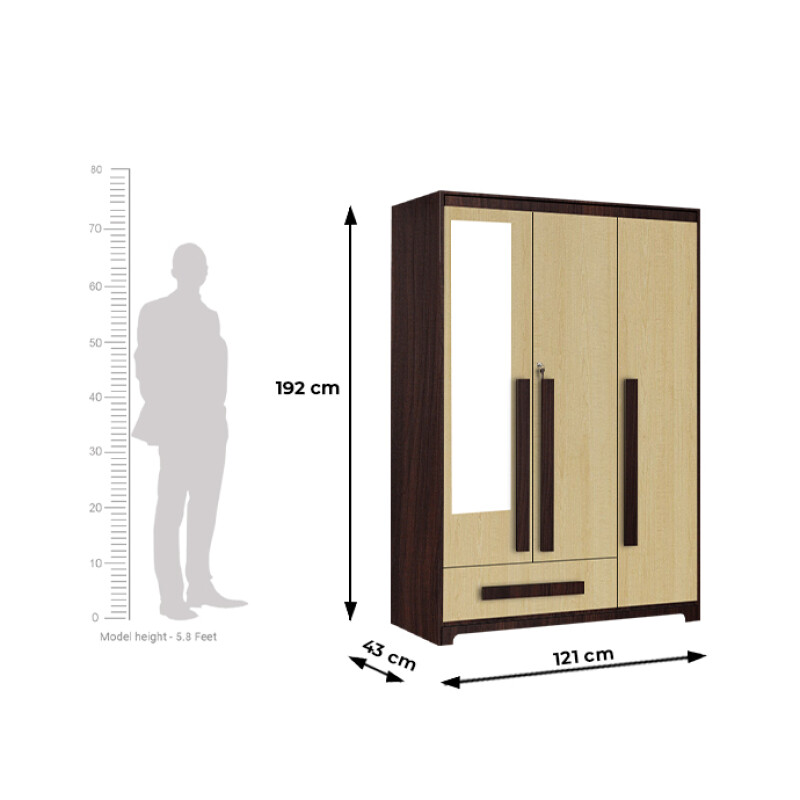 Premium 3 Door Wardrobe in Alberta Maple Finish