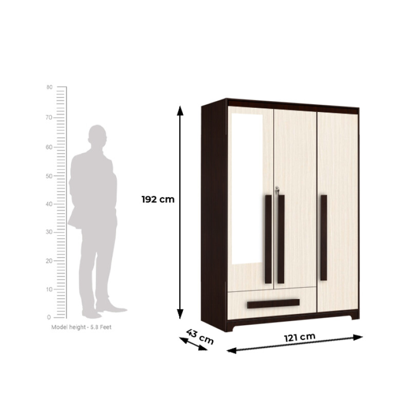 Premium 3 Door Wardrobe in Hiland Pine Finish