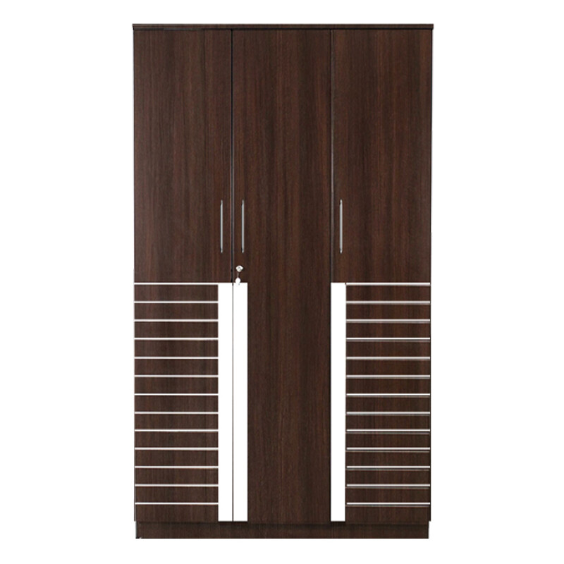 Engineering Wood 3 Door Wardrobe in Brown Teak Finish