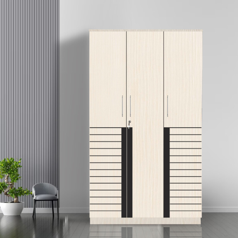 Engineering Wood 3 Door Wardrobe in Hiland Pine