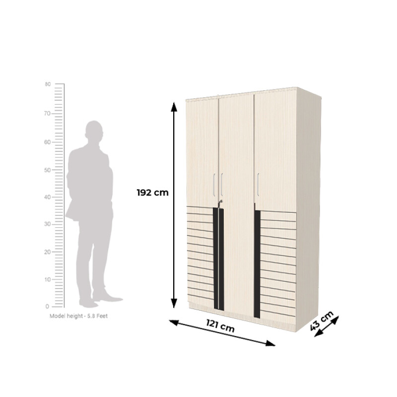 Engineering Wood 3 Door Wardrobe in Hiland Pine