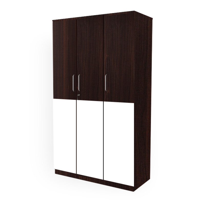 Engineering Wood 3 Door Wardrobe in Dark Maple