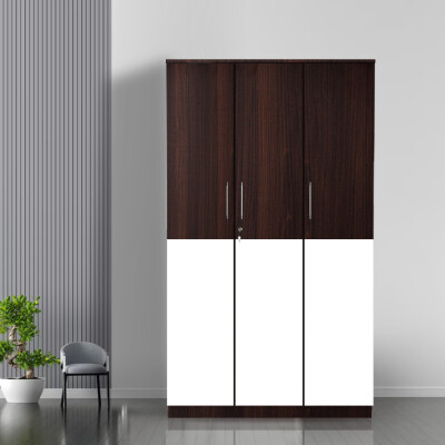 Engineering Wood 3 Door Wardrobe in Dark Maple