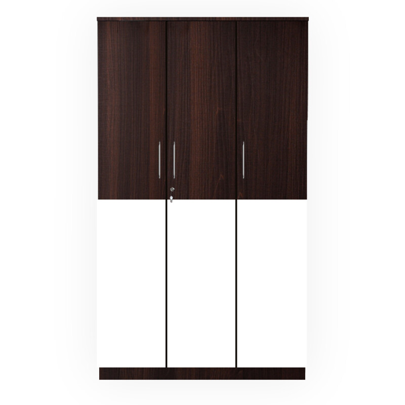 Engineering Wood 3 Door Wardrobe in Dark Maple