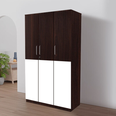 Engineering Wood 3 Door Wardrobe in Dark Maple