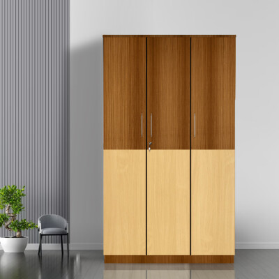 Engineering Wood 3 Door Wardrobe in Mysore Teak & Bavarian Beech