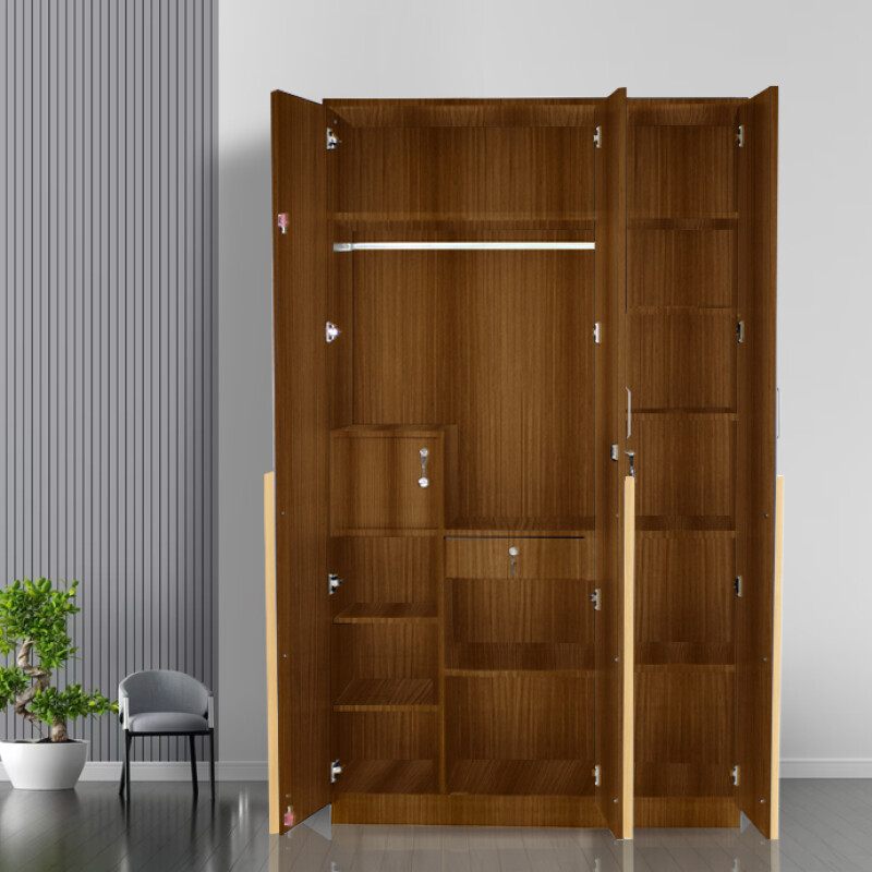 Engineering Wood 3 Door Wardrobe in Mysore Teak & Bavarian Beech