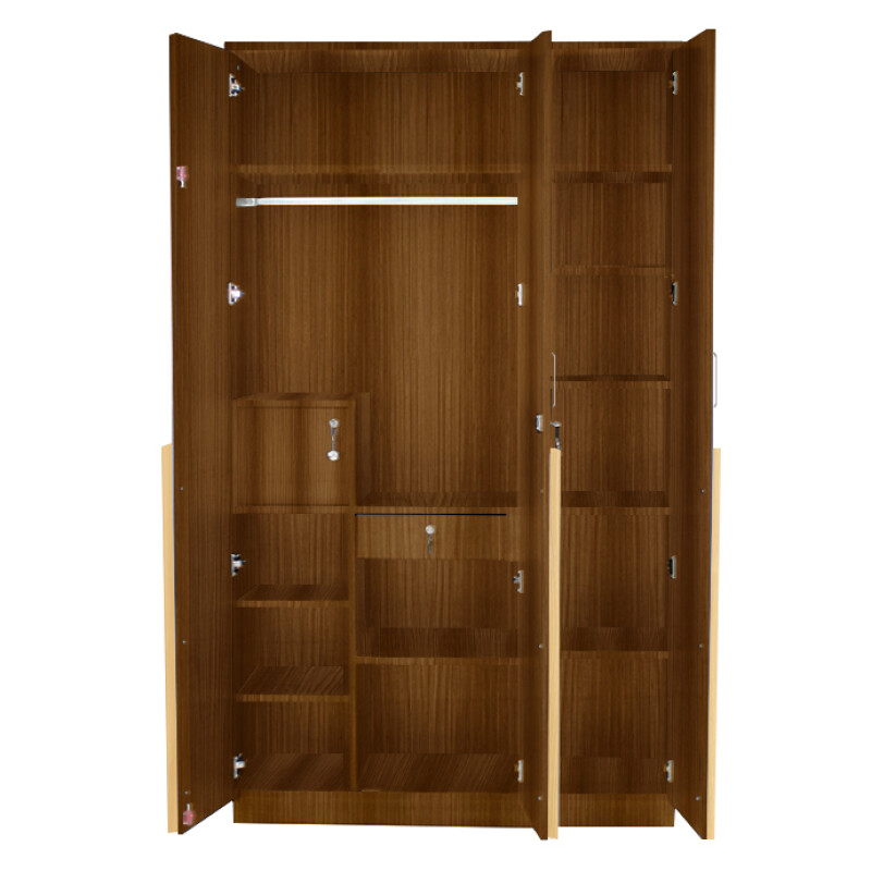 Engineering Wood 3 Door Wardrobe in Mysore Teak & Bavarian Beech