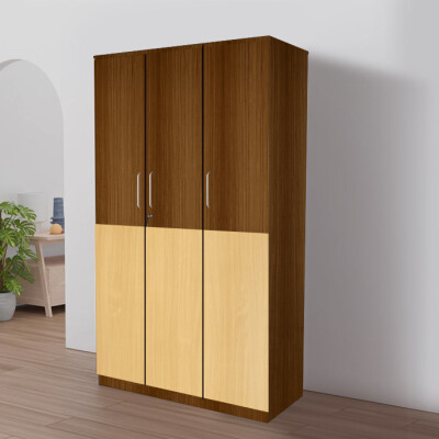 Engineering Wood 3 Door Wardrobe in Mysore Teak & Bavarian Beech