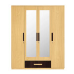 Engineering Wood 4 Door Wardrobe in Dark Maple & Bavarian Beech