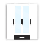 Engineering Wood 4 Door Wardrobe in Black & White