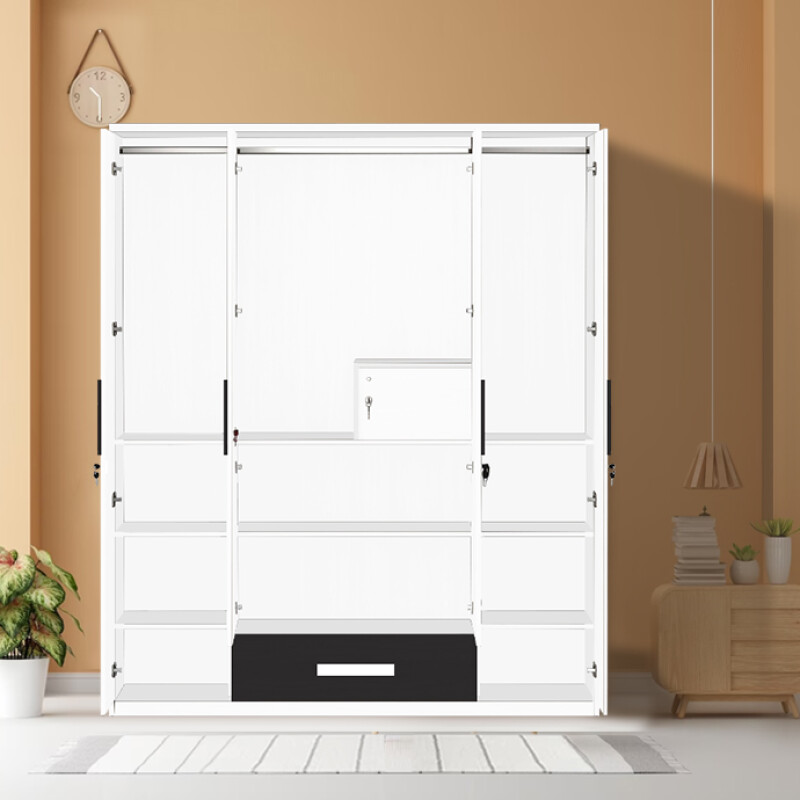 Engineering Wood 4 Door Wardrobe in Black & White