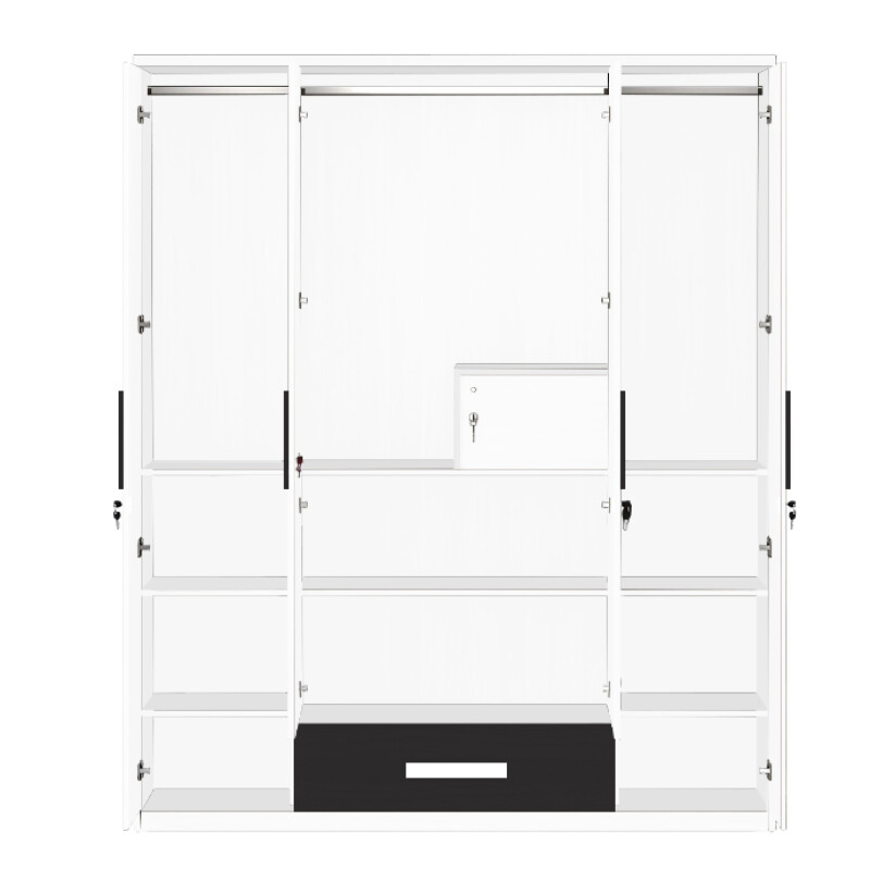 Engineering Wood 4 Door Wardrobe in Black & White