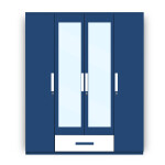 Engineering Wood 4 Door Wardrobe in Electric Blue & White