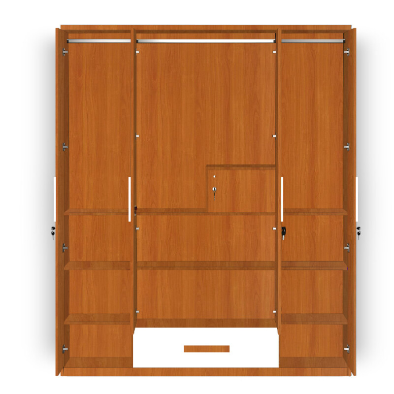 Engineering Wood 4 Door Wardrobe in Oxford Cherry & White